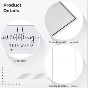 Wedding Direction Arrow Sign with H Stake, Double-Sided Printed Arrows 18 x 12in